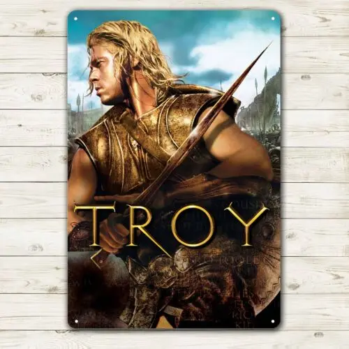 Troy Brad Pitt Movie Metal Poster Tin Sign 20x30cm Collectable Plate sign