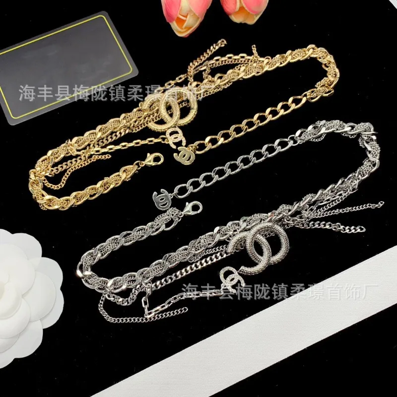 

Necklace Double C Letter Necklace Female Xiaoxiang Simple Necklace Celebrity Xiang Grandma Clavicle Chain Necklace Batch
