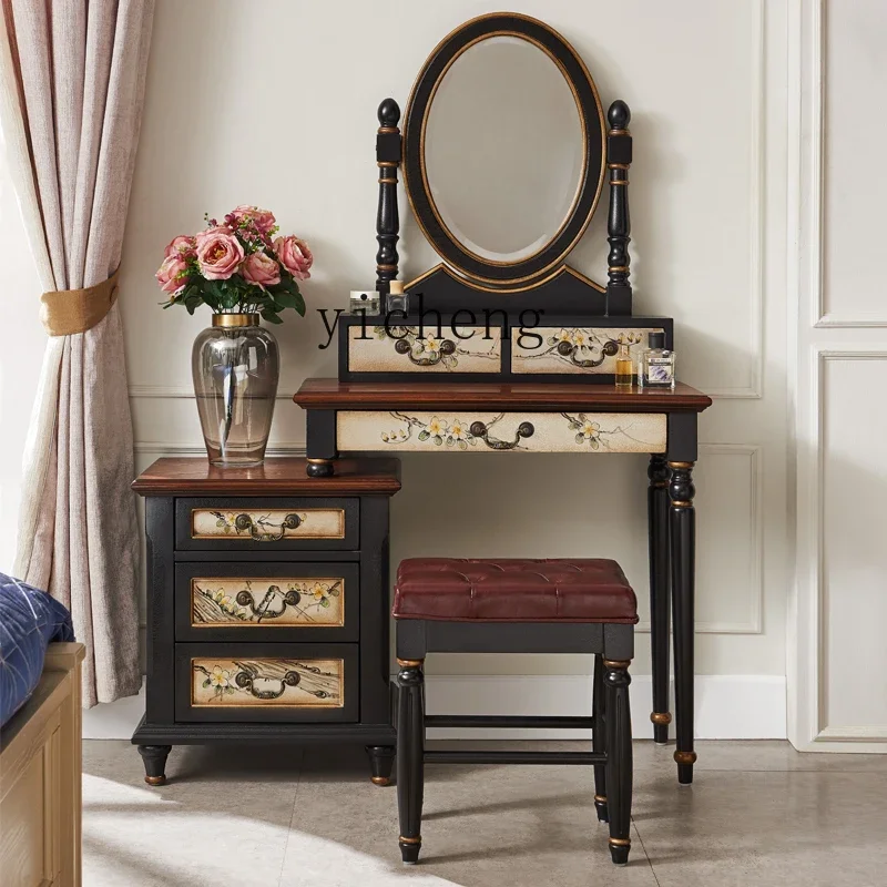 

XL solid wood dresser American country painted old dressing table European dressing table