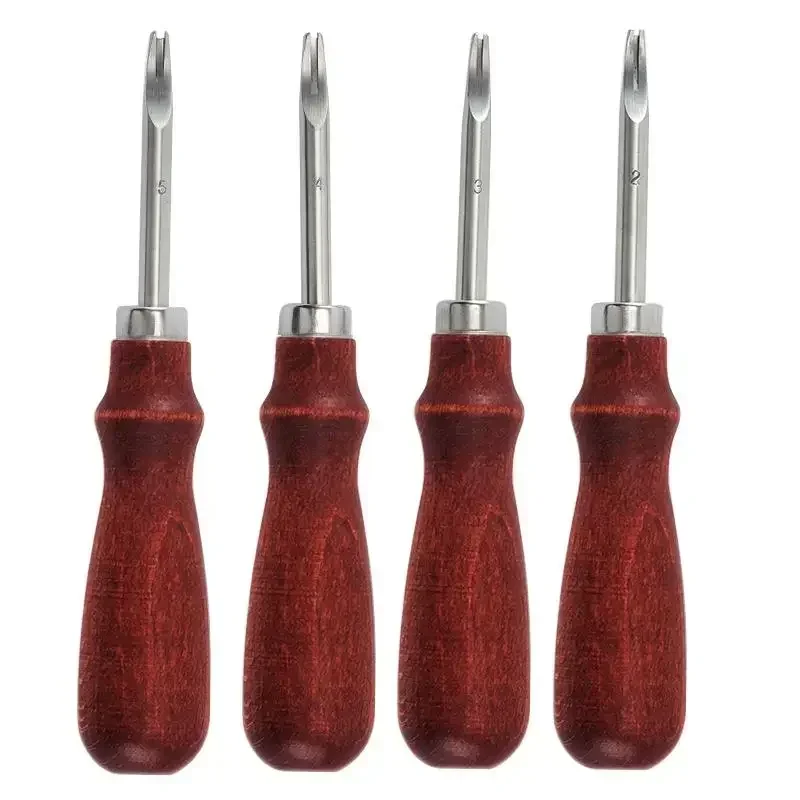 4Pcs/Lot Handmade Leather Edge Beveling Sharpener Knife Cutting Hand Craft Tool With Wood Handle 1.0/1.2/1.4/1.6mm DIY Practical