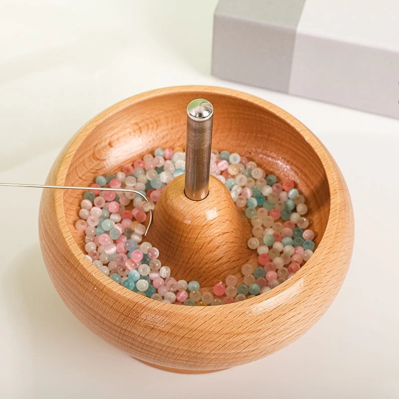 Wooden Rotating Bead Spinner Fast Clay Beading Tool DIY Bracelet Necklace Making Hand Craft Jewelry Making Accessory