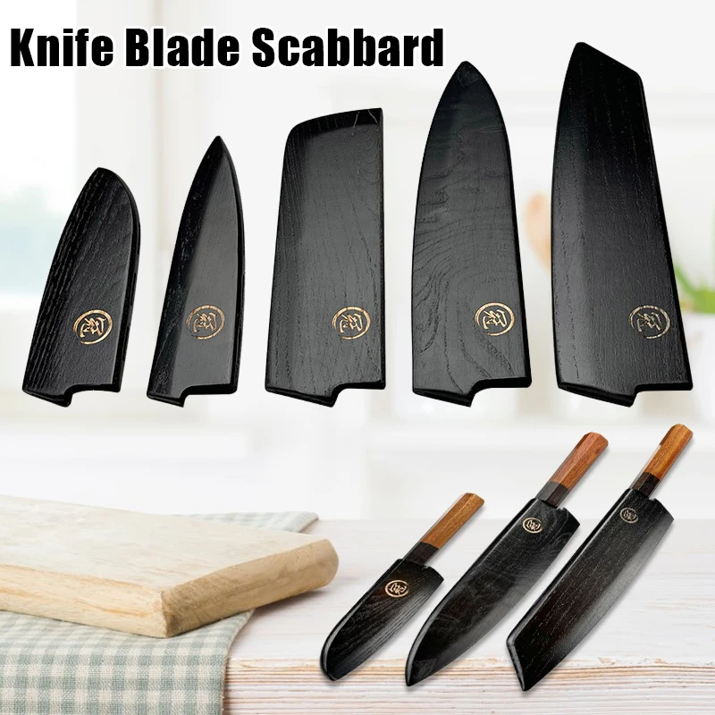 Handmade Black Wood Japanese Chef Knife Sheath Magnetic Knives Case Holder Protector Wooden Cover