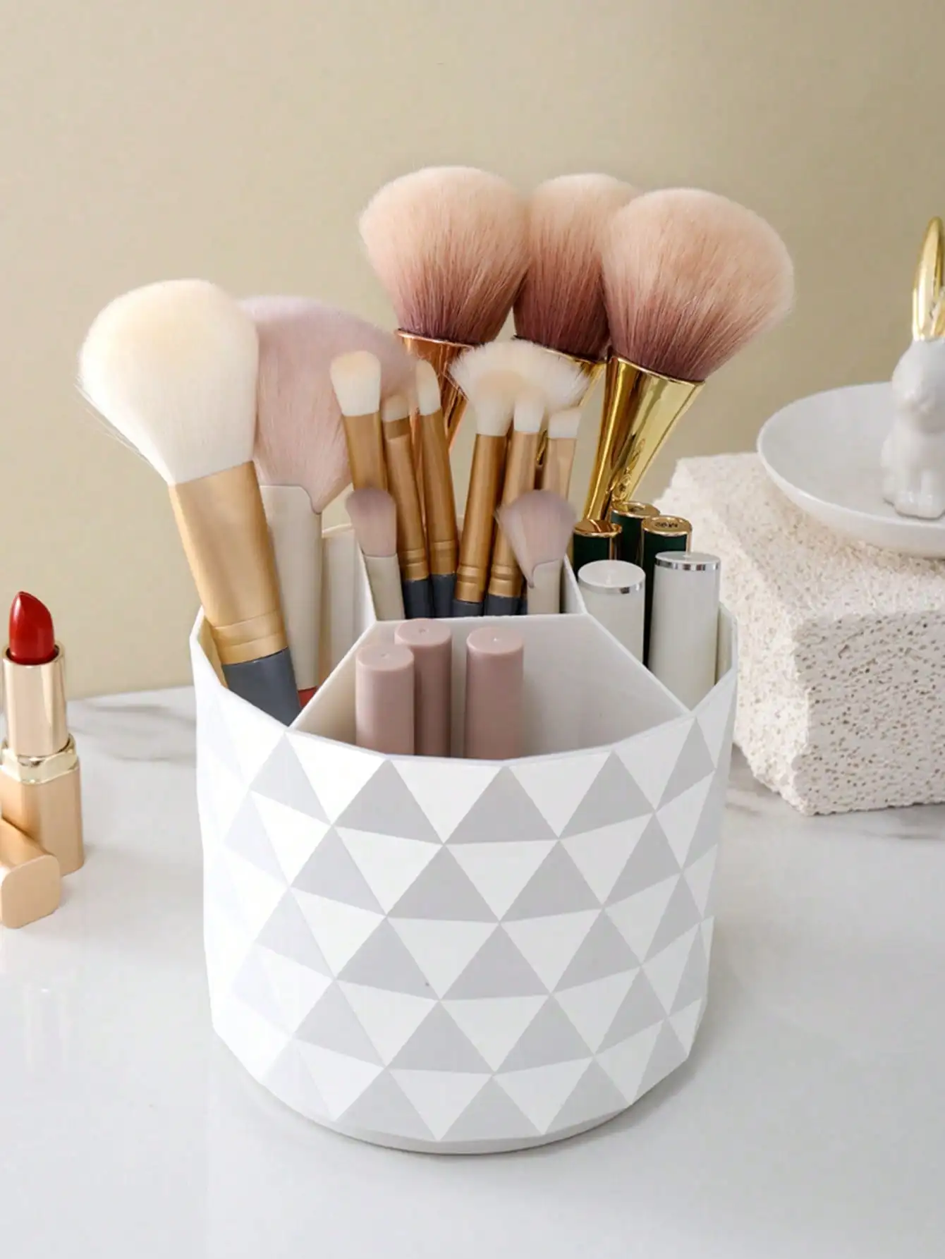 

Круглый вращающийся органайзер для кистей для макияжа, настольный косметический держатель