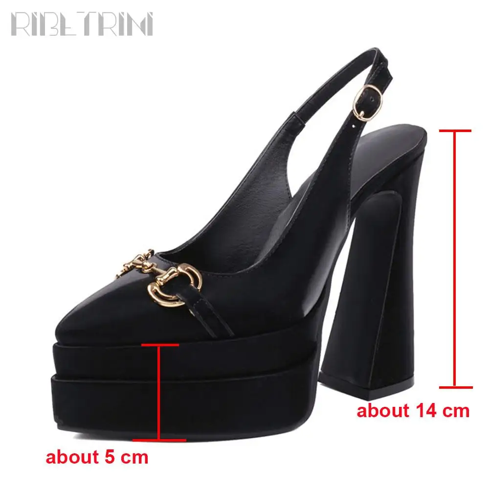 2023 New Brand Fashion Women\'s Pumps High Heel Sling Back Shoes Platform Flared Heels Elegant Design Dress Spring Summer Pumps