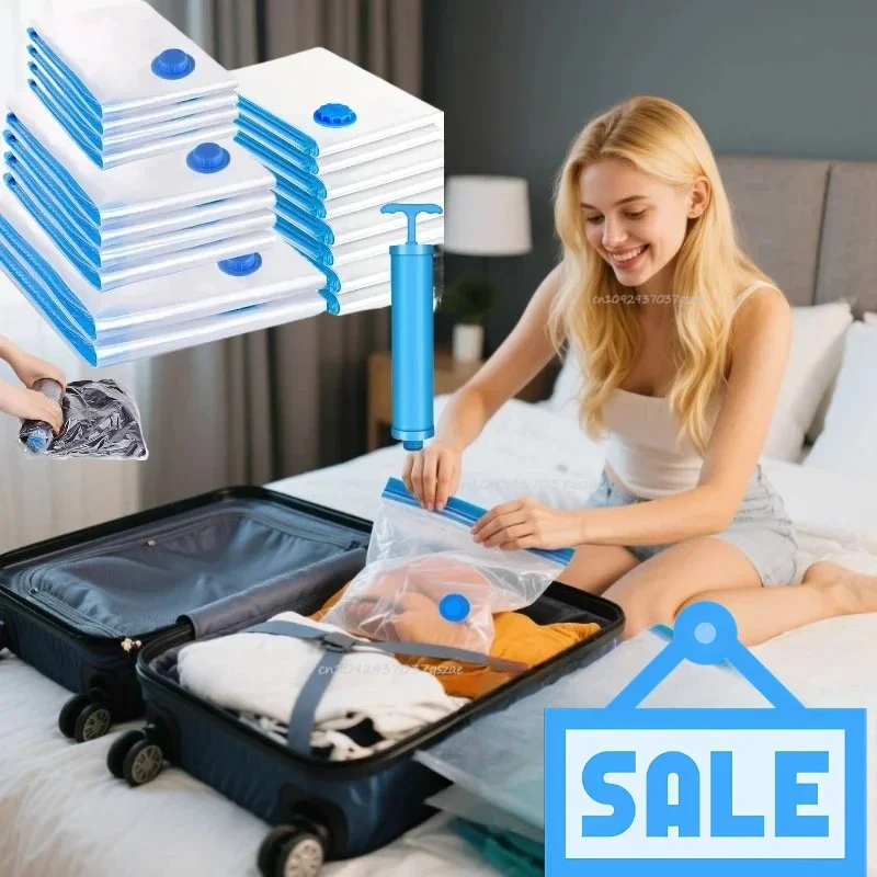 Vacuum Bag with Valve or Pump for Clothes Storing Large Plastic Compression Empty Bag Travel Accessories Storage Container