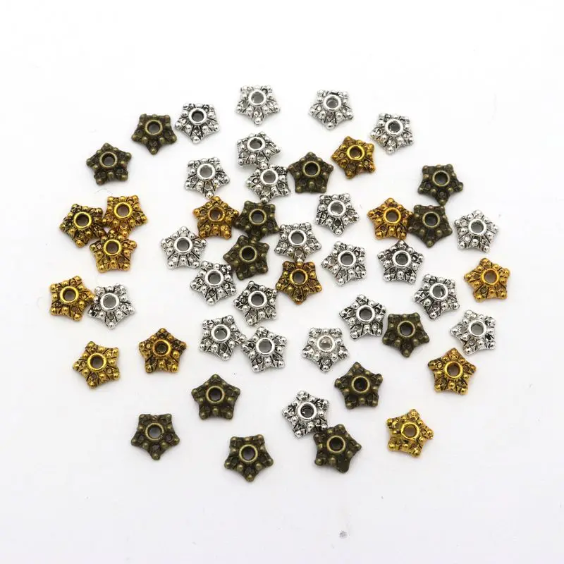 100pcs Flower Star Loose Spacer Bead Caps For Jewelry Making Finding Handmade Jewelry Diy Necklace Accessories Wholesale