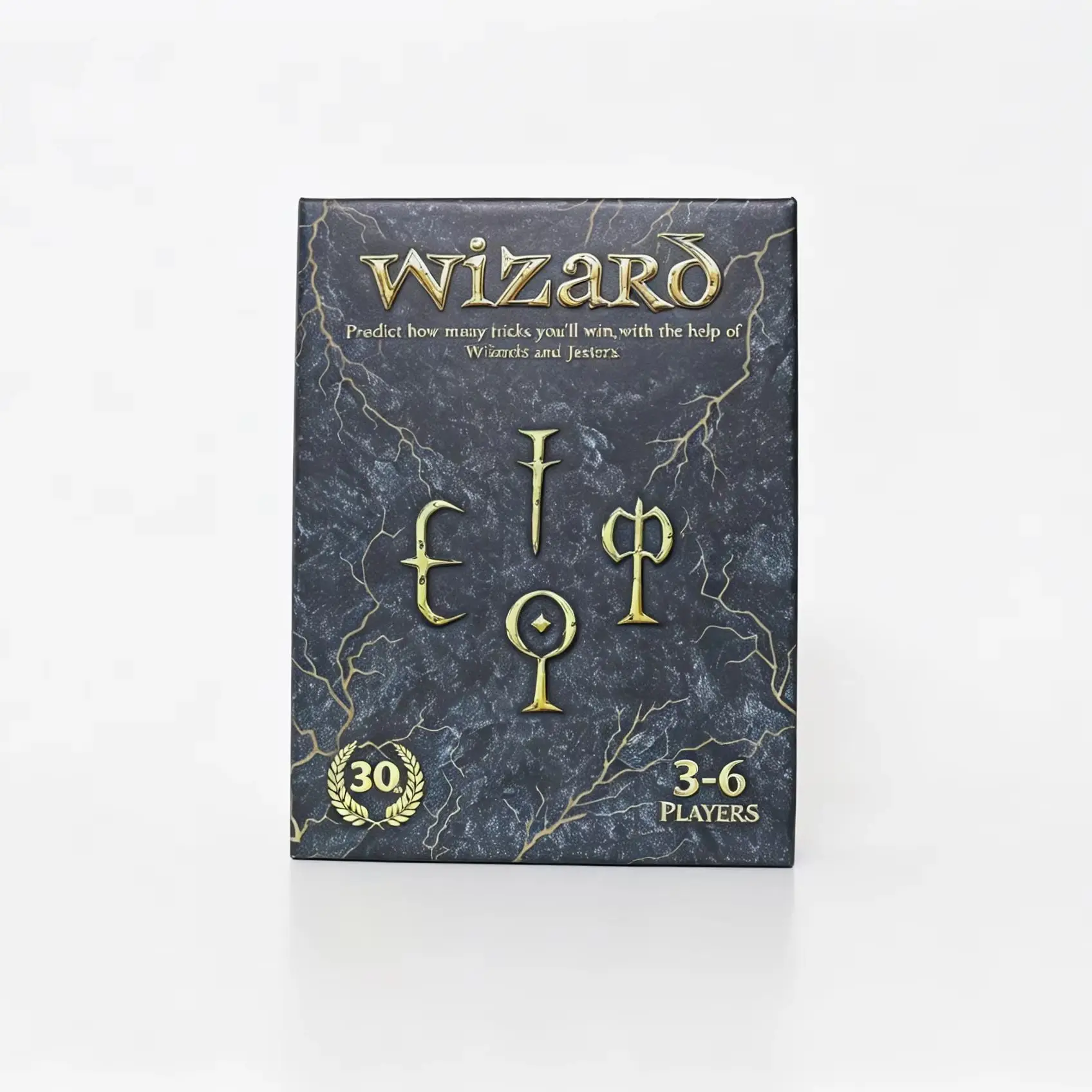 Wizard 30-Years Kaartspel 3-6 spelers, vanaf 14 jaar, speeltijd 45 min, voor spelletjesavonden met de familie, feestjes of informeel spelen met vrienden.