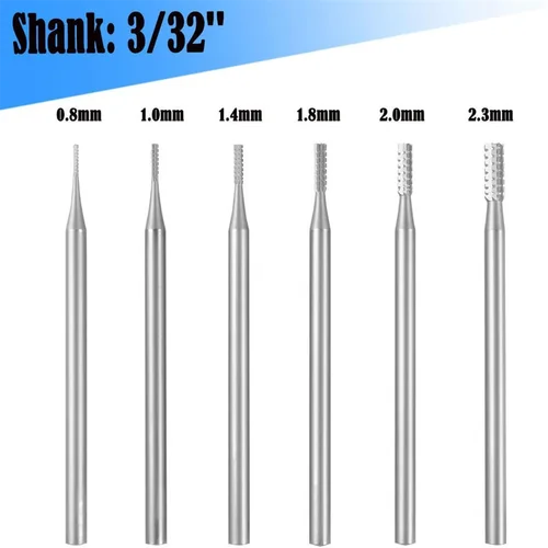 ABJT 6 piezas de rebabas de joyería con forma de cilindro - herramientas de ajuste lapidario de fresas cilíndricas de corte transversal con vástago de 3/32 pulgadas