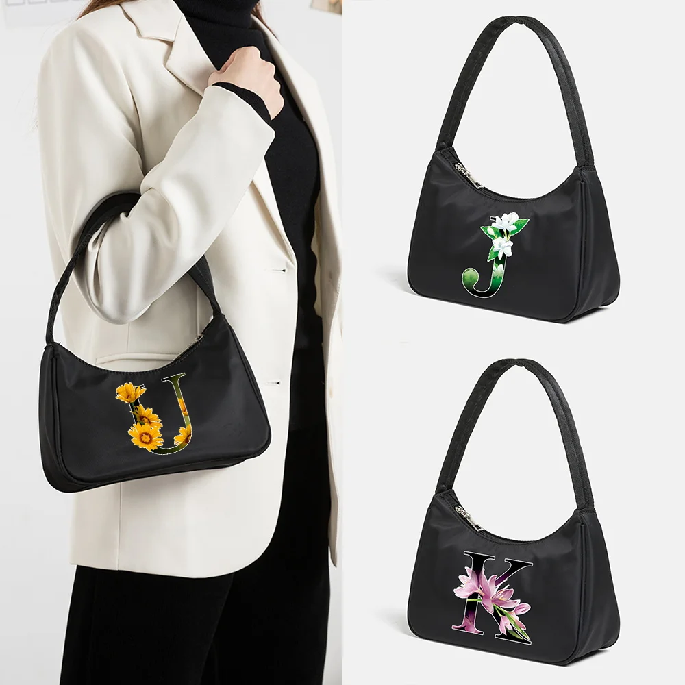 Mulheres sacos de axilas nova náilon casual feminino compras zíper bolsa embreagem flor cor série axila bolsa ombro bolsas verão