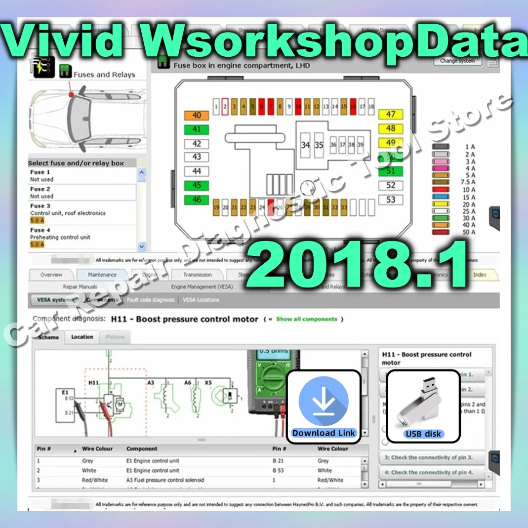 2024 Newest Auto Software Vivid Workshop Data Atris-Stakis Technik 2018.01V Multi languages French Polish Spanish Link Udisk