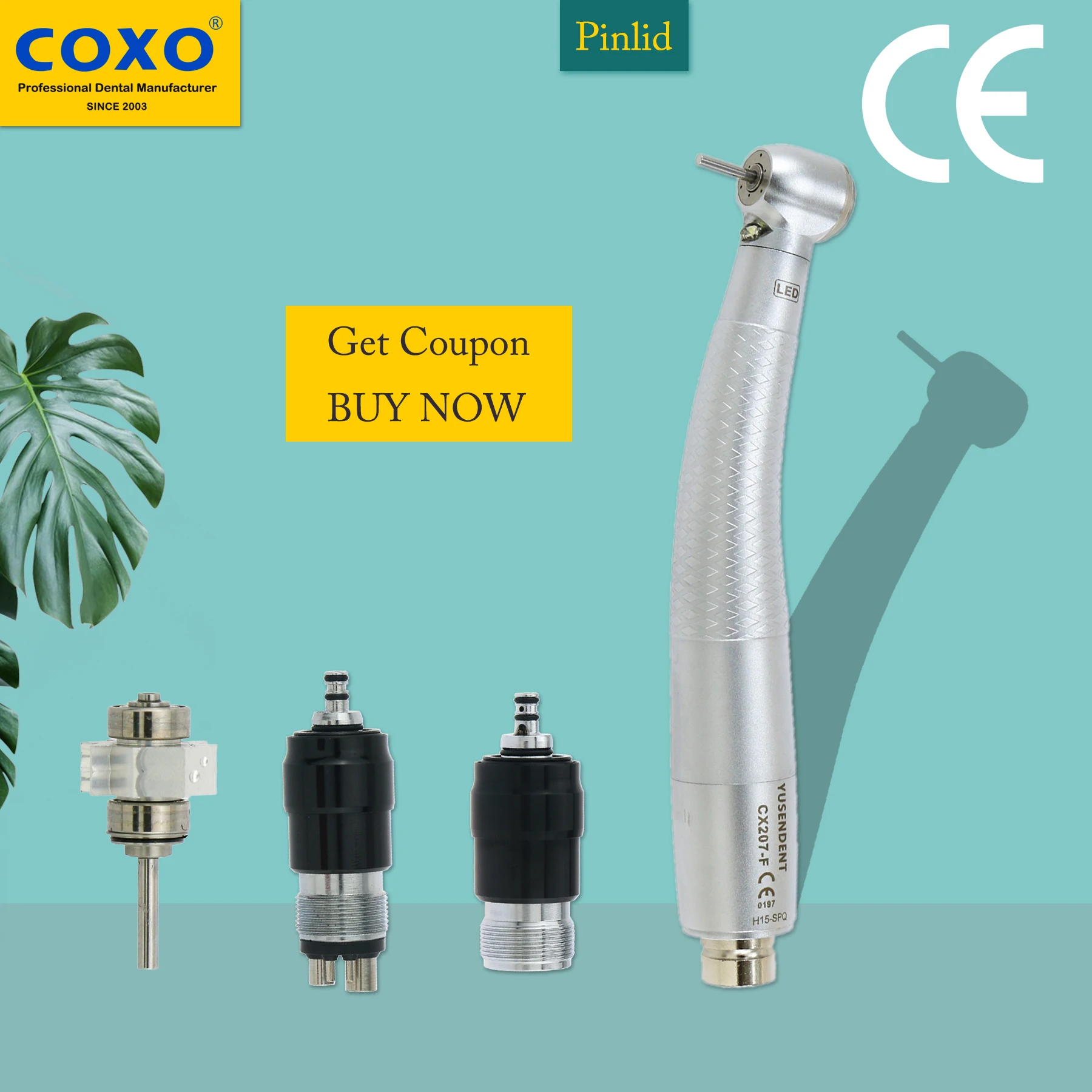 

COXO YUSENDENT Dental Self-Power LED High Speed Turbine Standard Head Handpiece Fit NSK QD-J Coupling CX207-F-SPQ