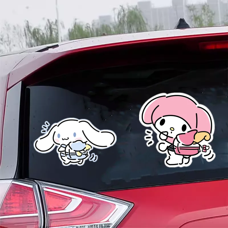 Sanrio Kawaii Back School Bag Series My Melody Cinnamoroll Pompompurin Car Decoration Sticker Children\'s Toy Birthday Gift