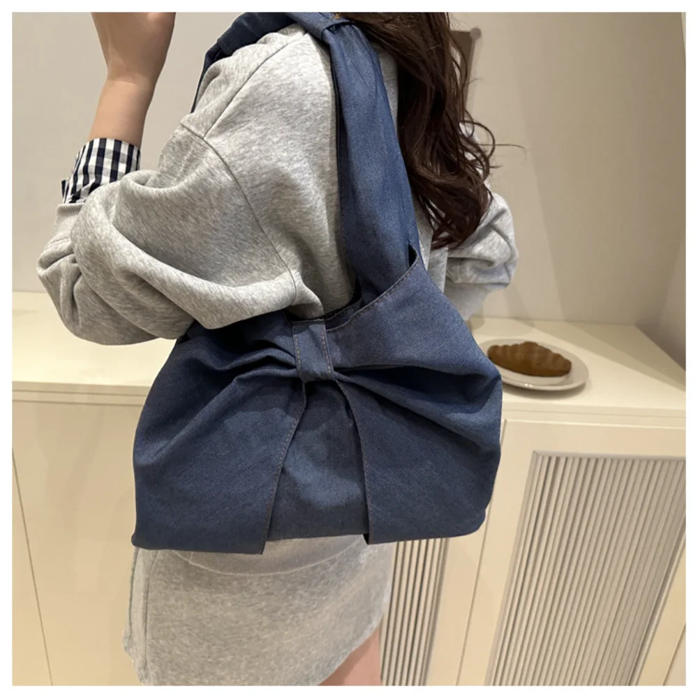 

Women Handbag Denim Shoulder Bag Casual Tote Bag Simple Underarm Bag For Work Daily Use Shopping