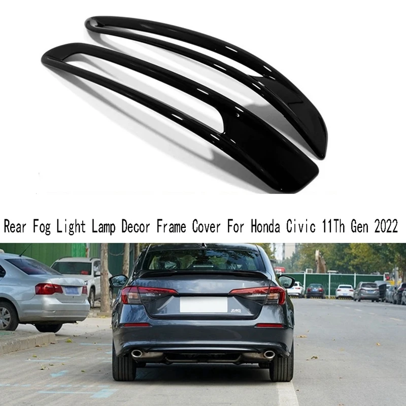 Car Rear Fog Light Lamp Decor Frame Cover Trim Decorative Sticker Exterior Parts Accessories For Honda Civic 11Th Gen 2022