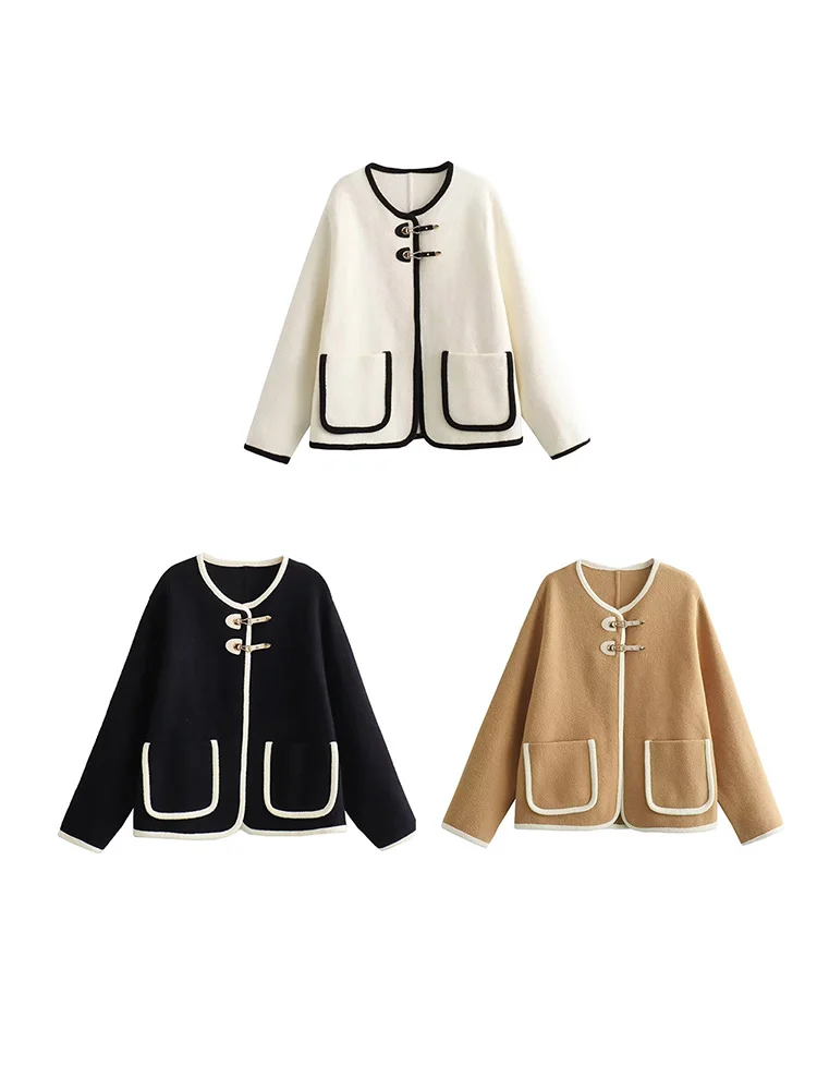 2024 Early Autumn and Winter Women's Coats, Tops, Knitwear for Commuters Low Round Neck Chanel Style College Style