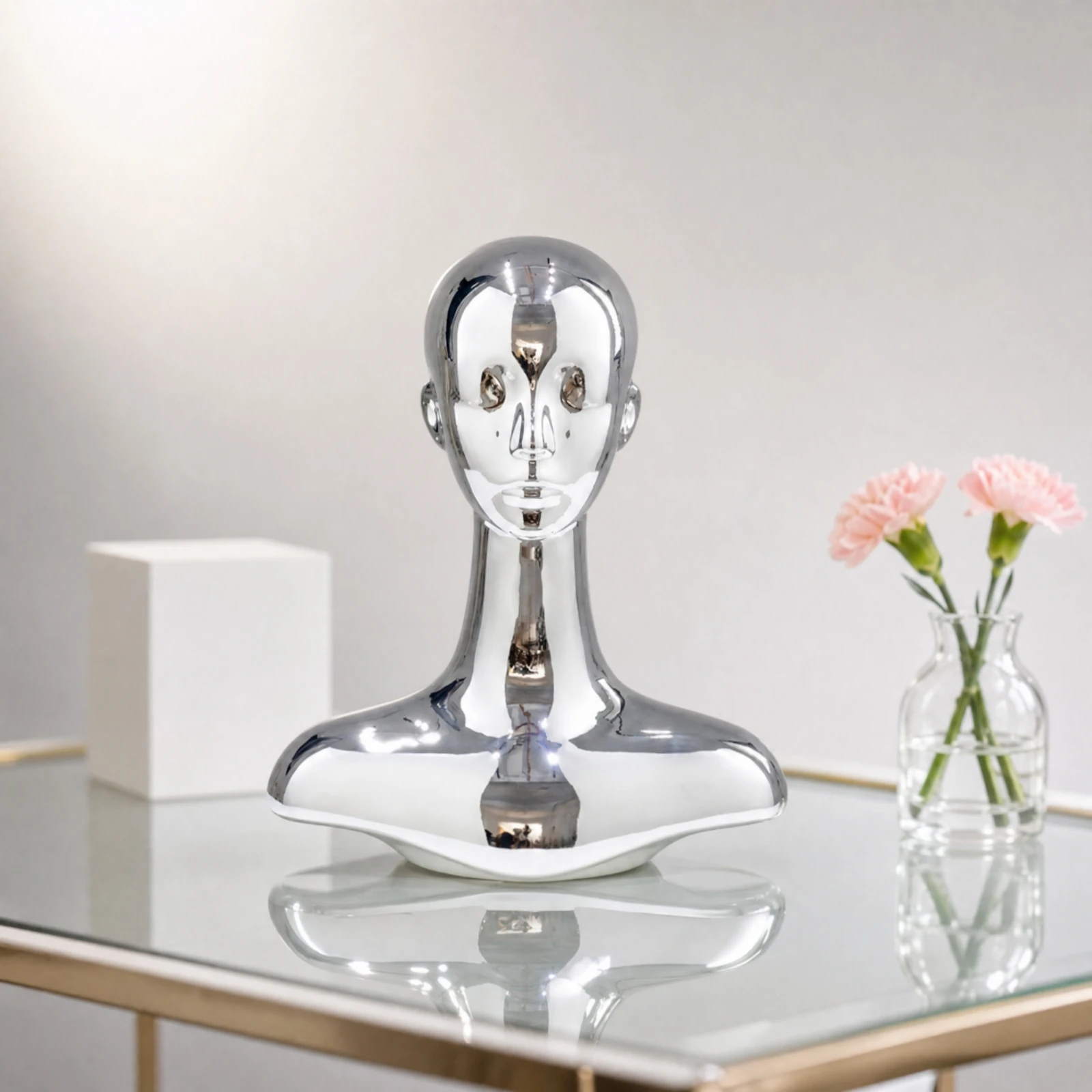 Mannequin Bust with Integrated Base Glossy Human-Form Mannequin Bust Head and Shoulder Display Form Professional Elegant