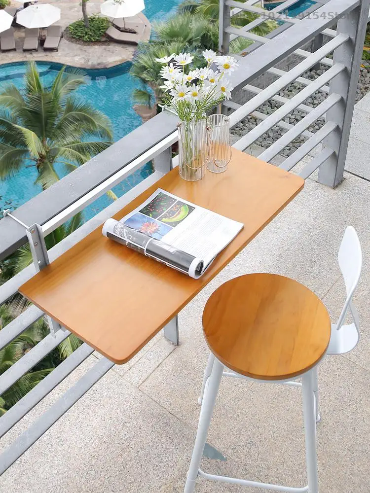 Balcony railing hanging table foldable lift terrace leisure home small bar table window sill guardrail book dining table