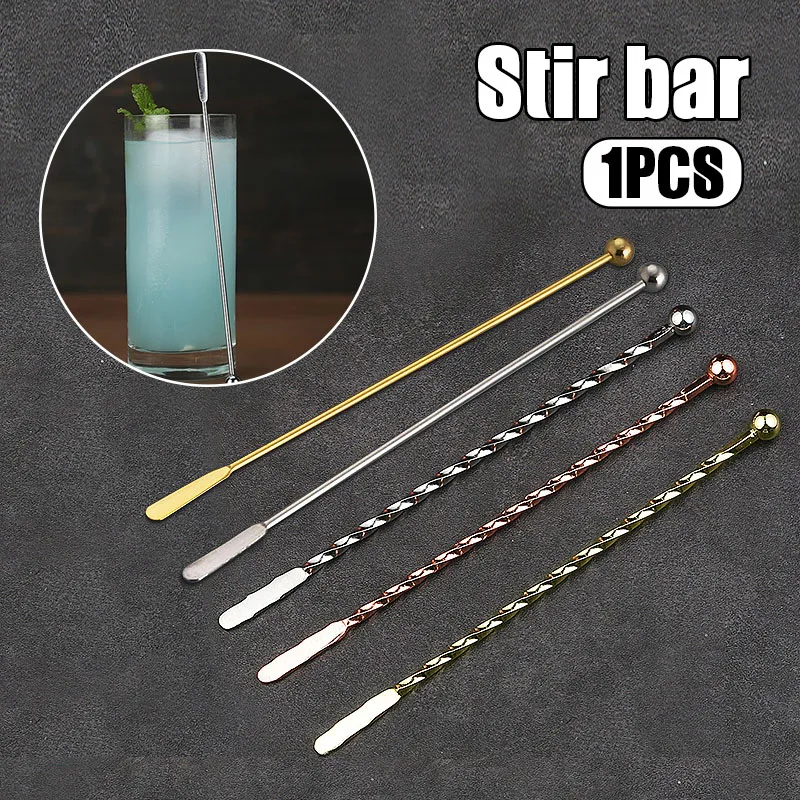 Mixing Cocktail Beverage Stir 19cm Bar Stir Sticks Spiral Pattern Stainless Steel Bartender Tools Juice Coffee Mixer Bar Tool