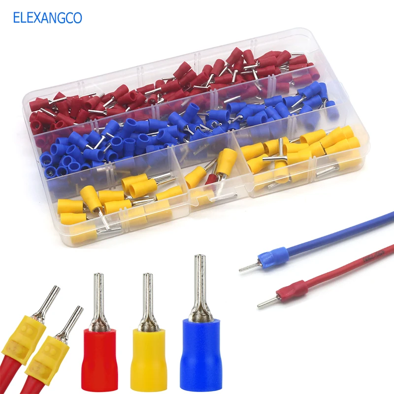 230/100PCS PTV1.25-10 /2-10/5.5-13(18) Insulated Cold-Pressed Terminal Wire Nose Pin Sizes for Electrical Wiring Projects