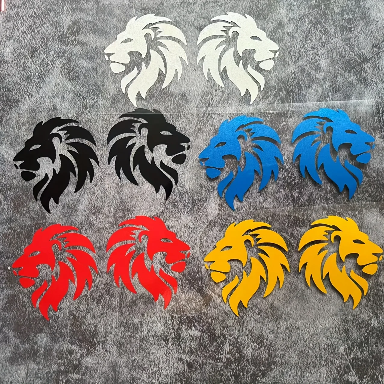 

2PCS/SET Lion Head Waterproof Vinyl Stickers – Multi-color White/Black/Blue/Red/Yellow Decals for Car & Bike Decor