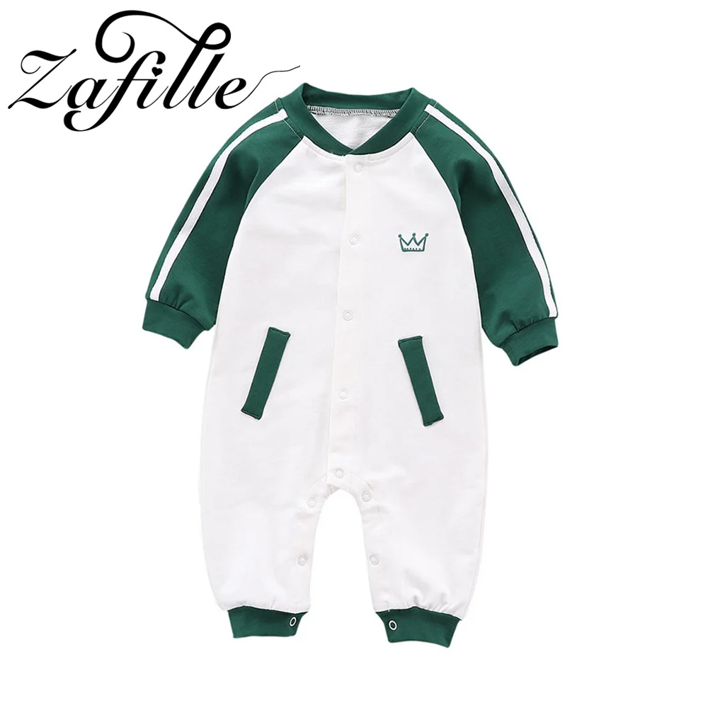 ZAFILLE Boys Newborn Baseball Uniforms Spring Baby Rompers Patchwork Kids Toddler Boys Clothes Casual Infant Bodysuits Outfits