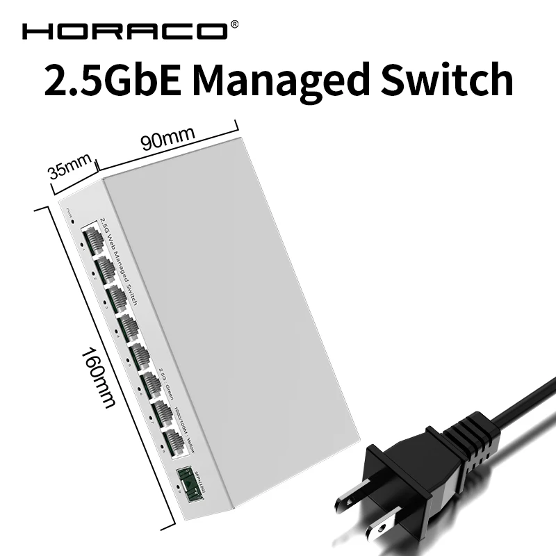 2.5GbE beheerde switch 8-poorts 2.5GBASE-T netwerkswitcher 10G SFP+ slot Uplink Web Managed Hub Internet Splitter Fanless