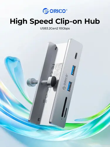 Imagen 2 del producto ORICO-USB 3.2 Hub Expansión de 6 puertos con conector de alimentación Protocolo de 10 Gbps Transmisión de alta velocidad SD, tarjeta TF Lectura rápida