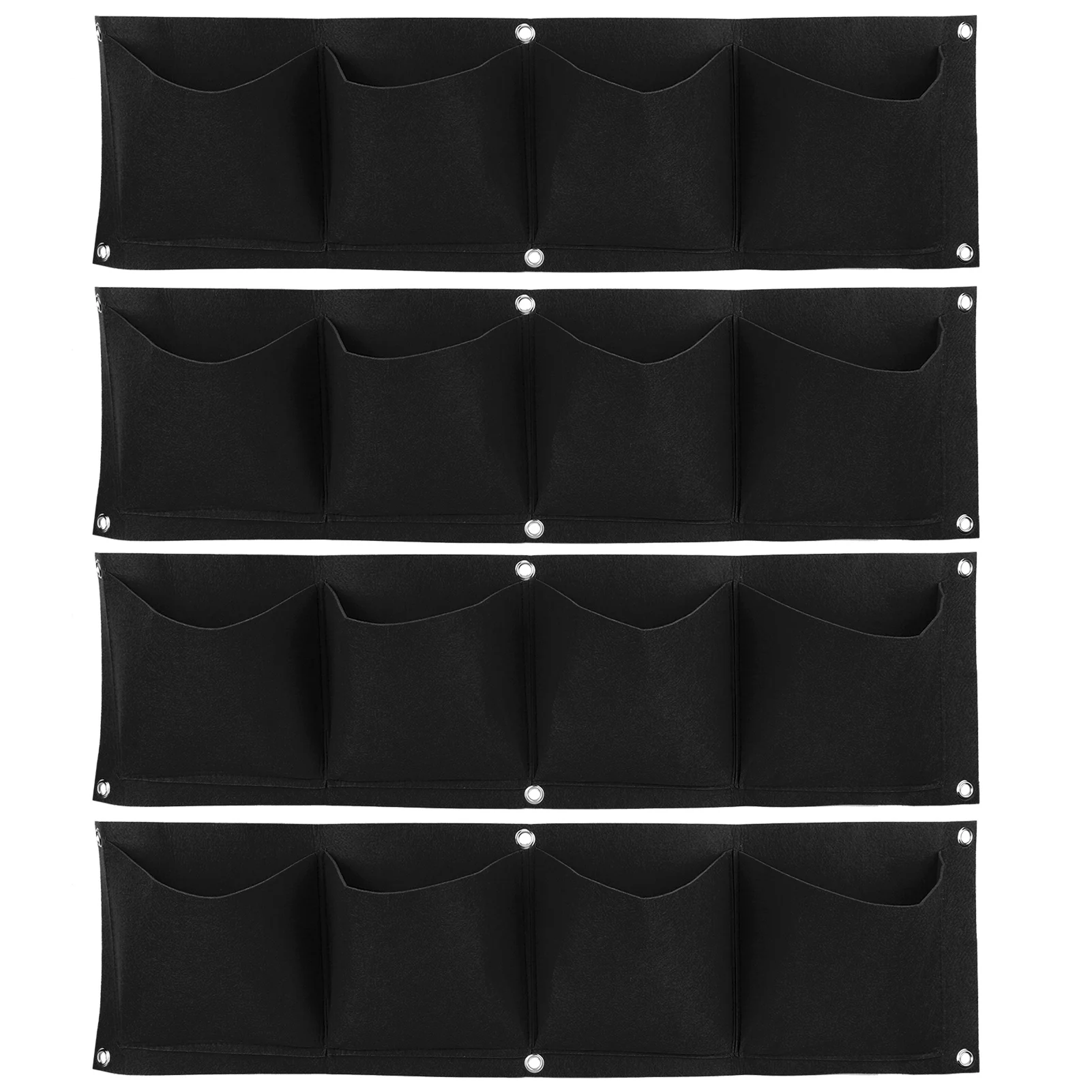 4Pcs 4 Pocket Plant Grow Bag Wall Mounted Reusable Degradable Felt Garden Planter