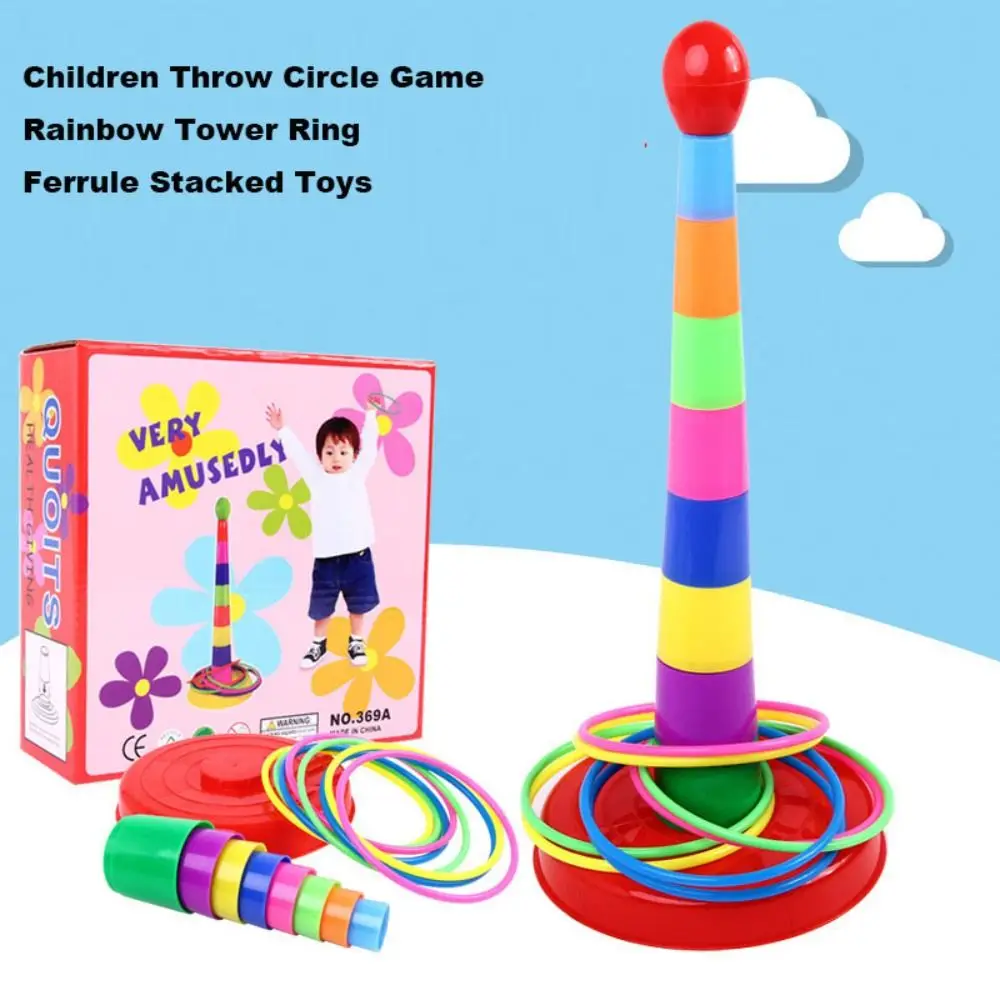 Jeu de cercle de lancer en plastique pour enfants, 18.5x34.5cm, virole, jouets empilés, cadeau d'éducation précoce