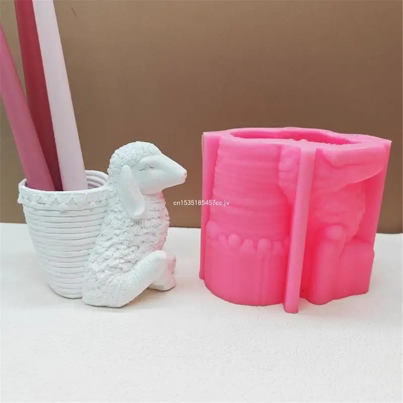 Sturdy Cartoon Sheep Succulent Planter Mold With Pen Holder Feature In Silicone Dropship