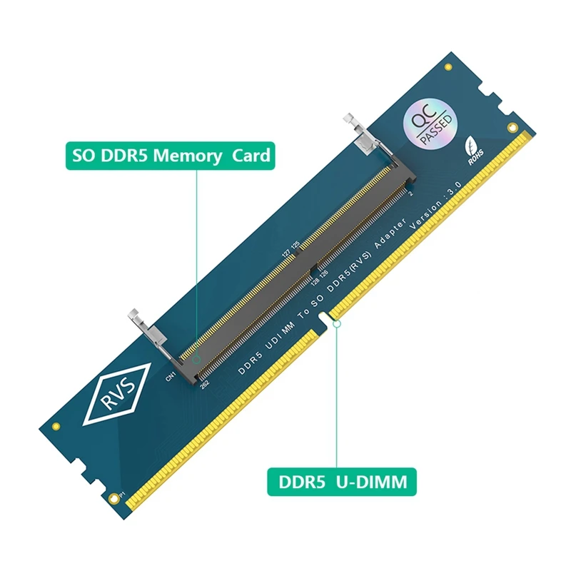 Laptop DDR5 RAM To SO DDR5 U-DIMM Desktop Adapter Card, Memory Tester SO DDR5 To DDR5 U-DIMM Converter