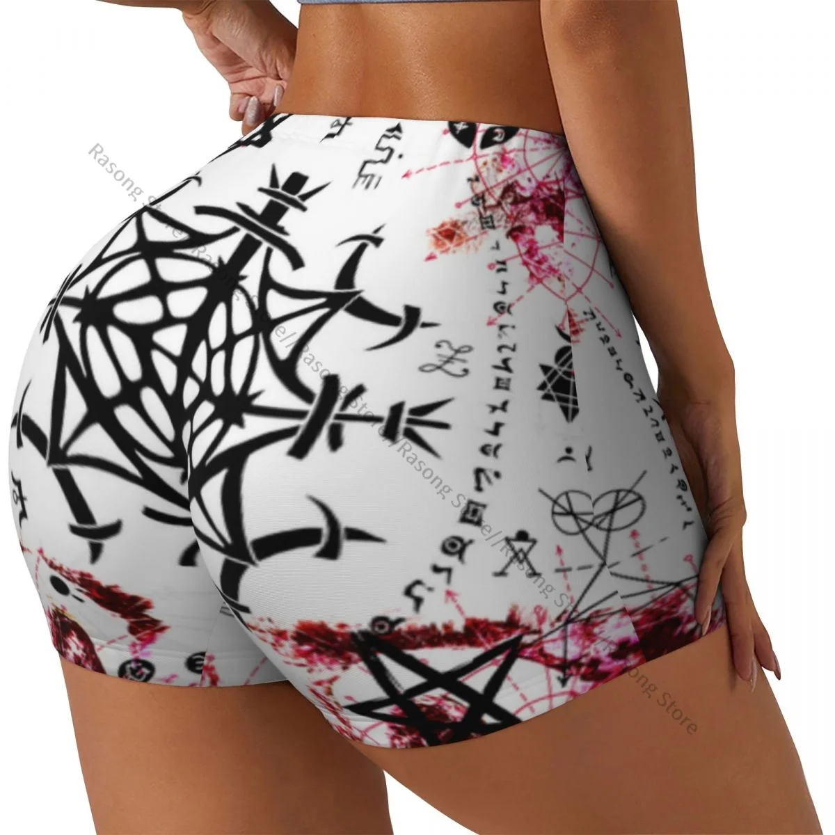 

Женские шорты для йоги, готический дьявол, череп, скребок, подтяжка ягодиц, комфортный фитнес-зал