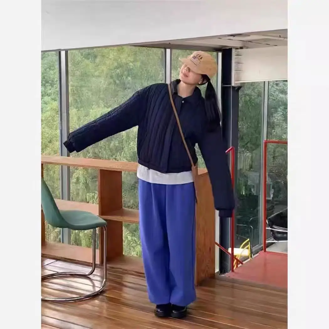 Parka's Dames Extra lang Herfst Kasjmier Vulling Gevuld Verstelbare tailleband Drukknoop Opstaande kraag Preppy College School Ins