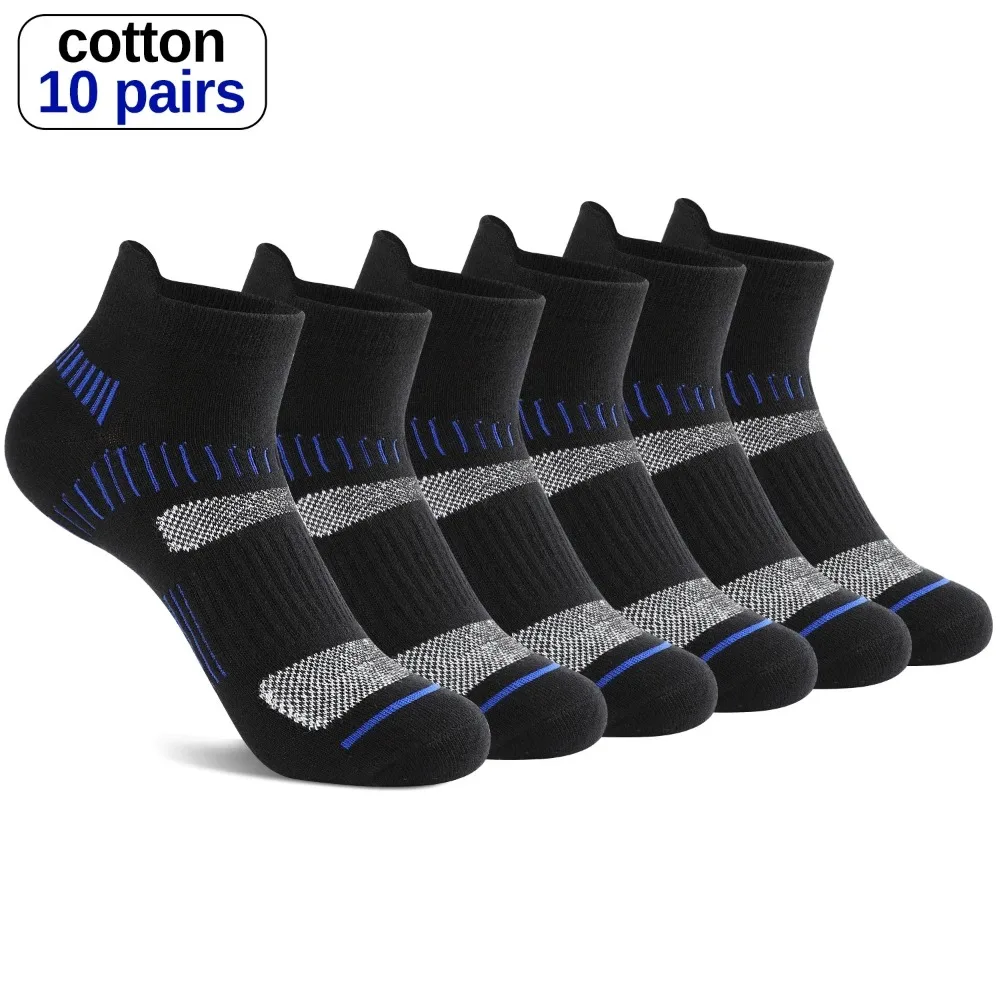 10 Pairs Men Socks High Quality Cotton Athletic Cushioned Breathable Casual Sports Socks Male Short Socks Size38-48 Funny Socks