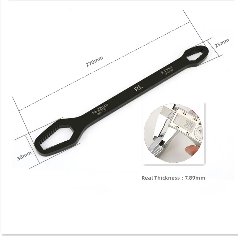 Multifunctional Torx Key Wrench 8-20mm,Universal Self-tightening Socket Ratchet Spanner 5/16-7/8 Inch,Narrow Range Wrench