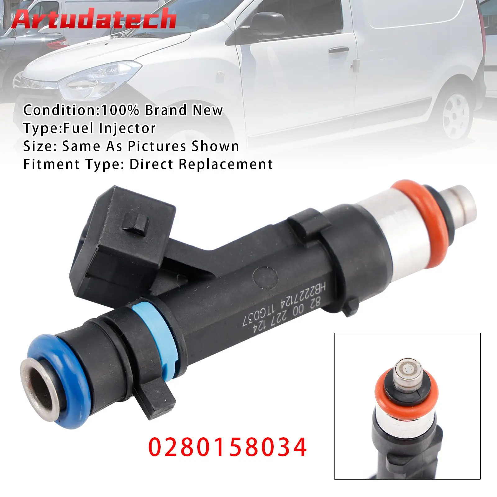 

Artudatech 1Pcs Fuel Injector For Dacia Sandero Dokker Logan Renault Kangoo 0280158034