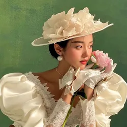 Elegant Butterfly Flowers Exaggerated Tea Party Kentucky Derby Hat Fascinator Big Pillbox Hat Headband for Cocktail
