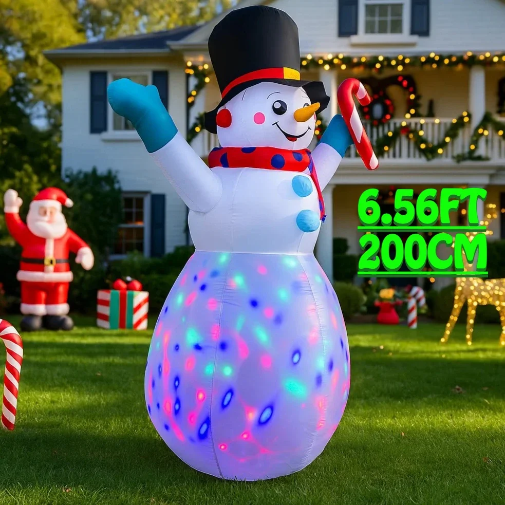 6.5FT LED Snowman Santa Claus Inflatable Christmas Decorations Xmas Ornaments Lights Outdoor Home Yard Holiday Party Decor Toys