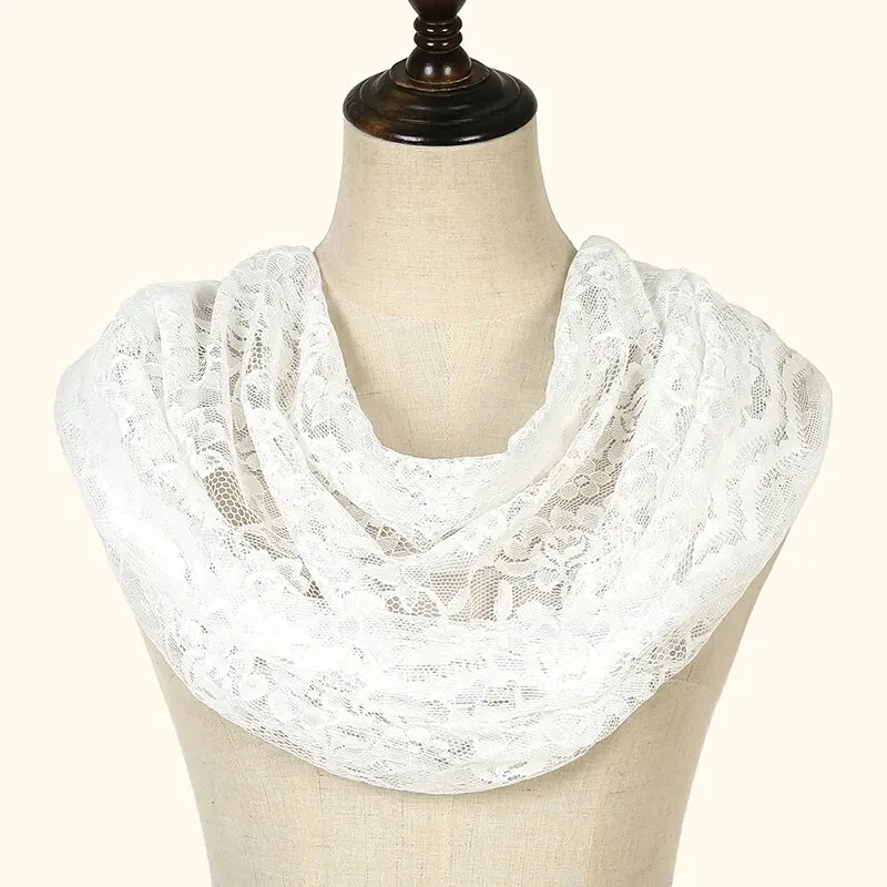 Embroider Lace Scarf Church Shawl Women Solid Color Wedding Temperament Veil Scarf 53*55cm