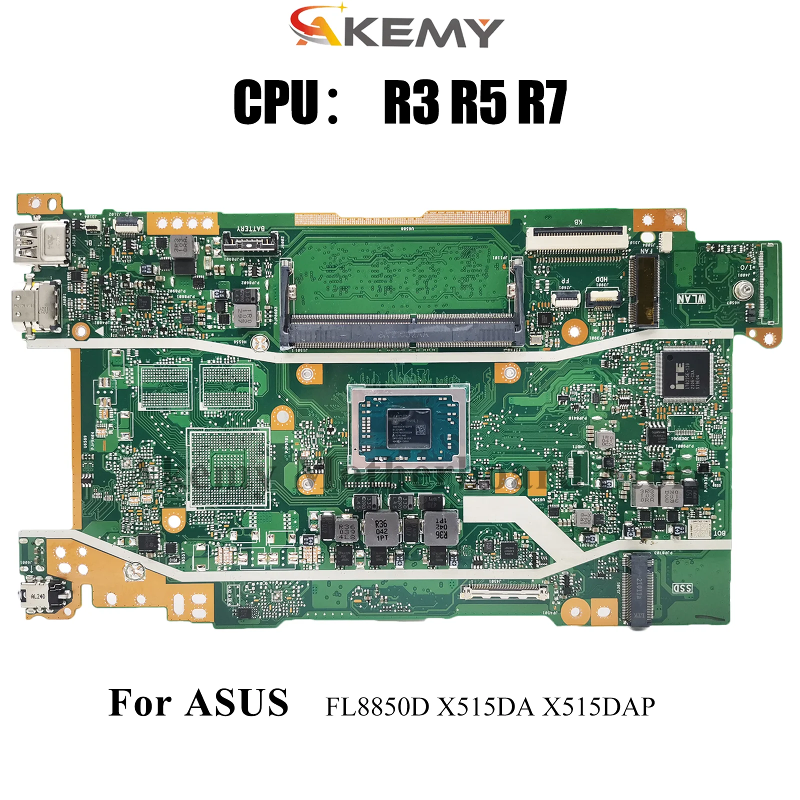 X415DA Laptop Motherboard For ASUS VivoBook FL8850D X415D X515DA X515DAP Notebook Mainboard With R3 R5 R7 CPU 100% tests OK stk