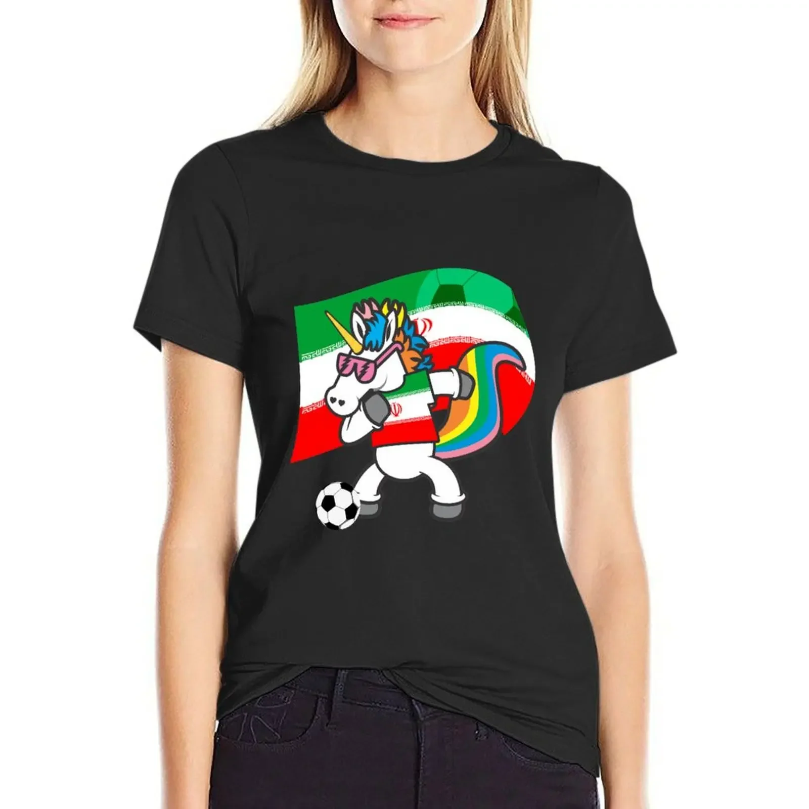 

Iranian Soccer Dabbing Unicorn T-Shirt heavyweights Blouse vintage woman t shirt