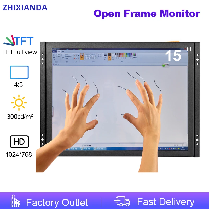 

15 Inch Touch Screen Monitor 1024*768 Capacitive Touch Screen Kit For Lcd Monitor with AV/BNC/VGA/USB Interface