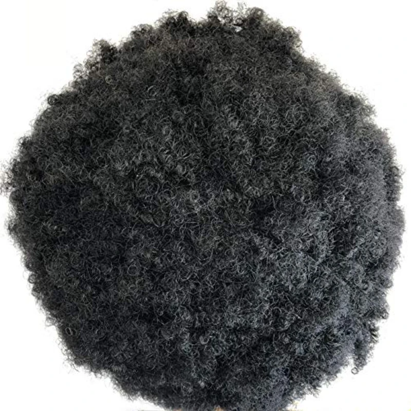 Peruca de cabelo encaracolado masculino, prótese capilar masculina respirável, peruca afro-base de cabelo, sistema de cabelo, 15mm