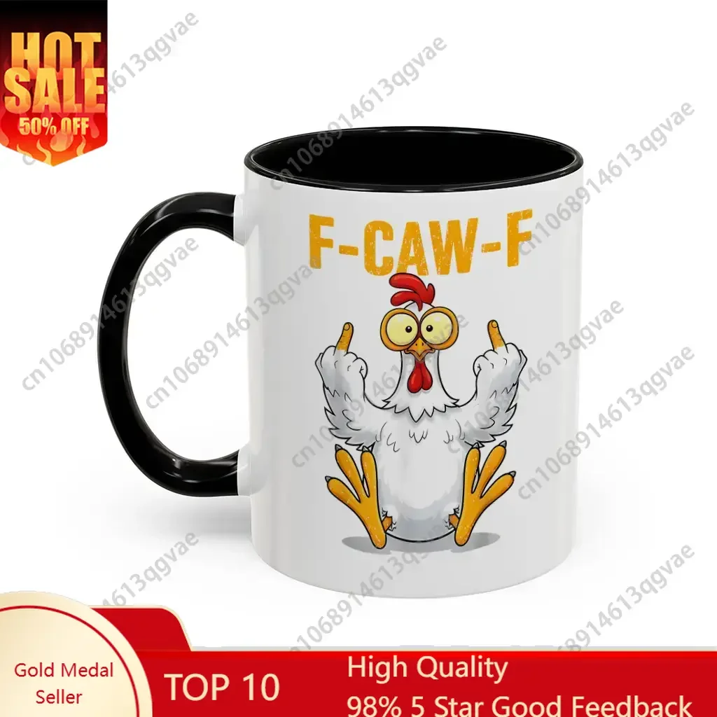 

Funny F-Caw-F Chicken Accent Mug Meme Gift for Friend Family Coworker Unique Ceramic Coffee Mugs 11 Oz Ceramic Cup