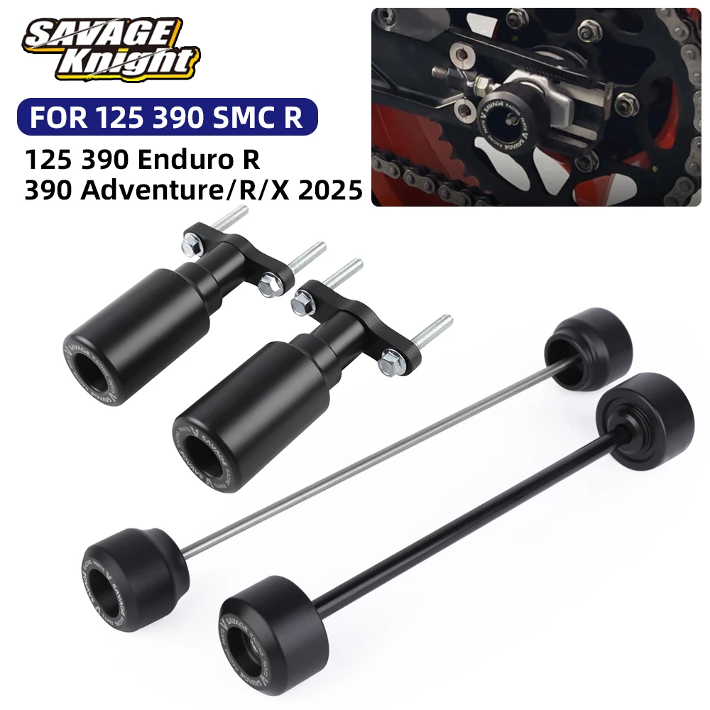 

2025 390SMC-R Front Rear Axle Wheel Slider Frame Crash Sliders For 125 390 Enduro R SMC R Adventure R X Spindle Swingarm Stand