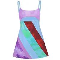 Robe trapèze décontractée à bretelles pour femmes, nouvelle collection 20224, mode, couleur contrastée, col en U, robe courte creuse 1