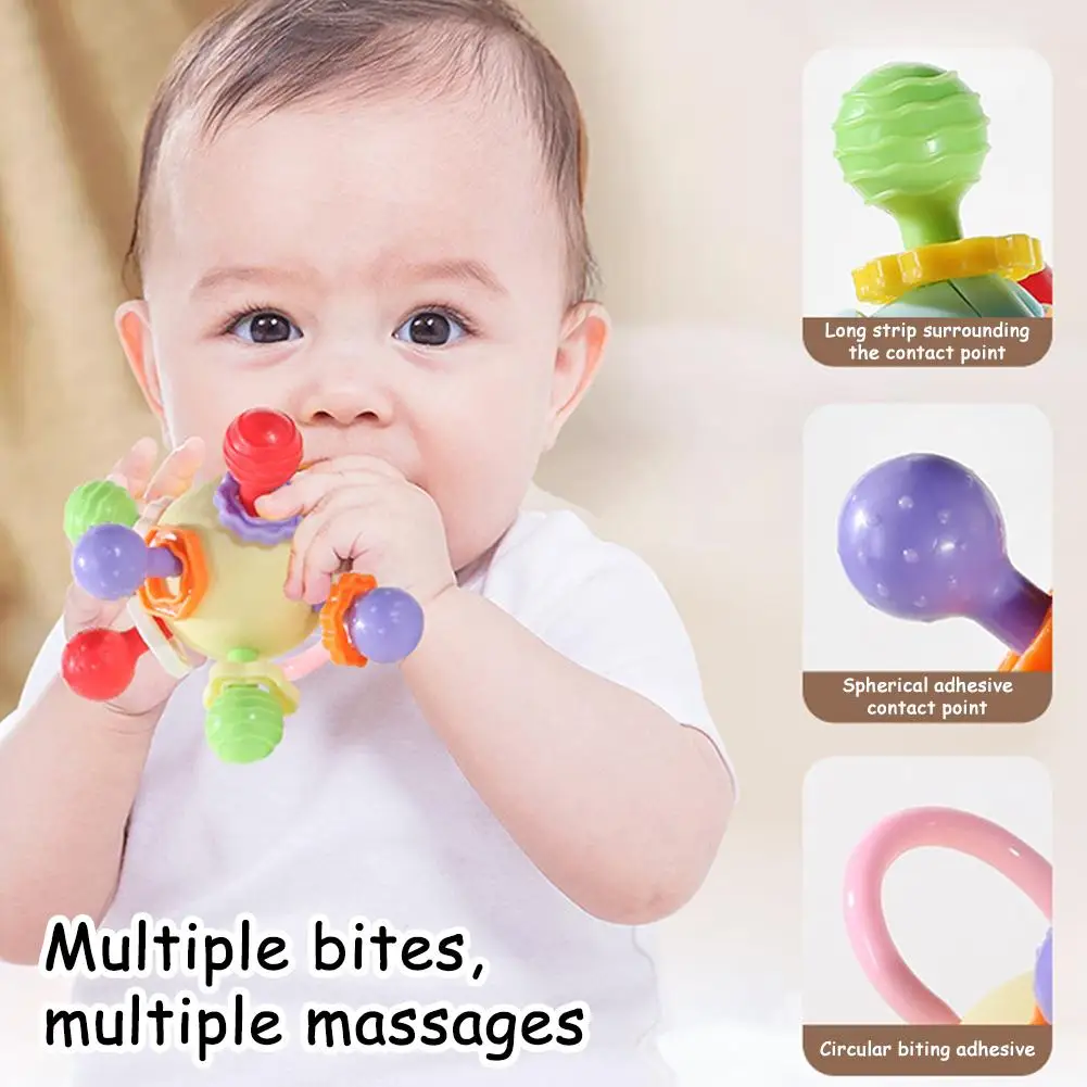 Hand Grip Ball Teeth-glue Manhattan Gnawing And Potable Rattle Sound Toy 0-1 Year Old 3 To 6 Months Baby Toy