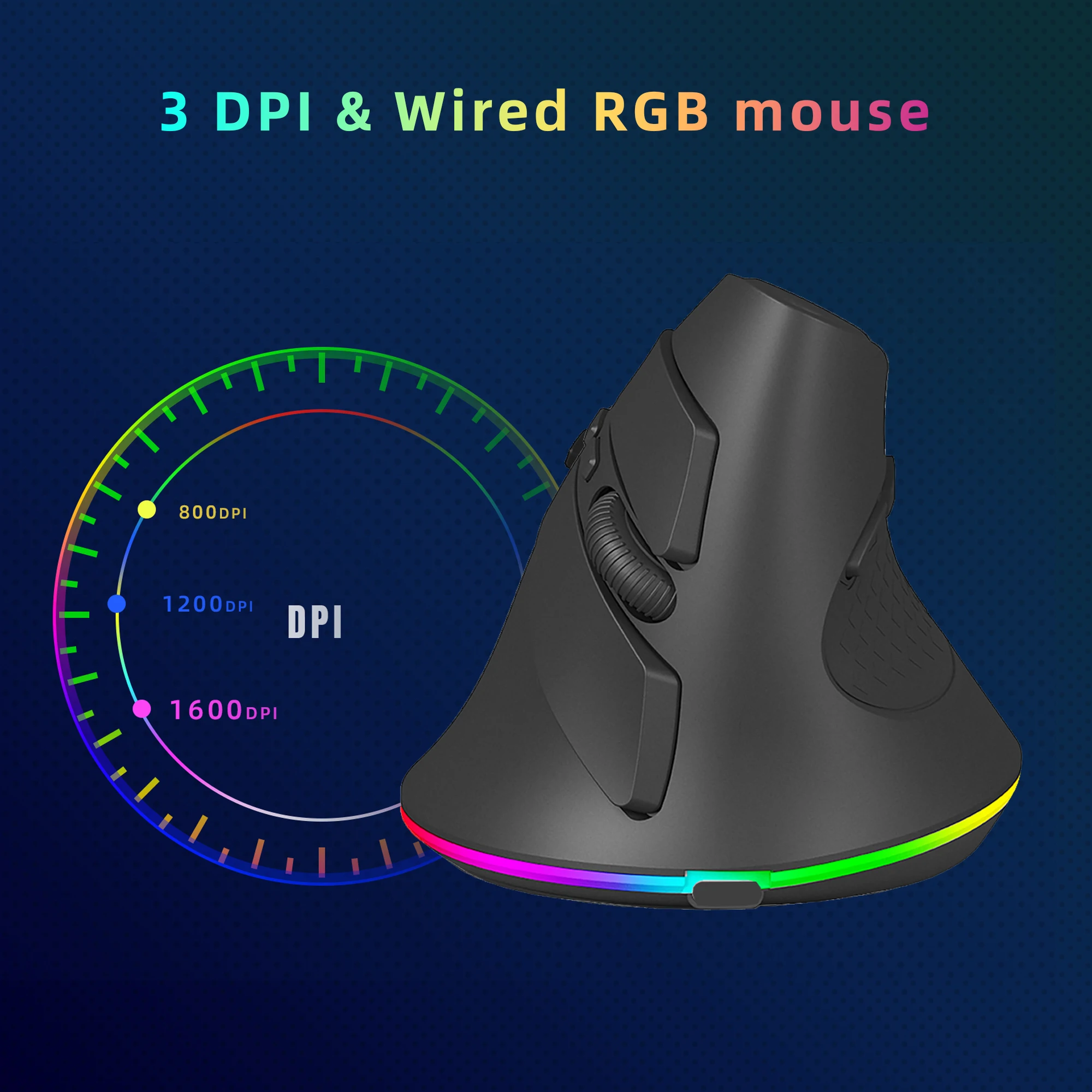 Dual Modes Wireless Mouse 2.4G USB  Bluetooth 5.1 LED Battery Ergonomics Vertical Mouse With Backlight For Tablet PC Laptop