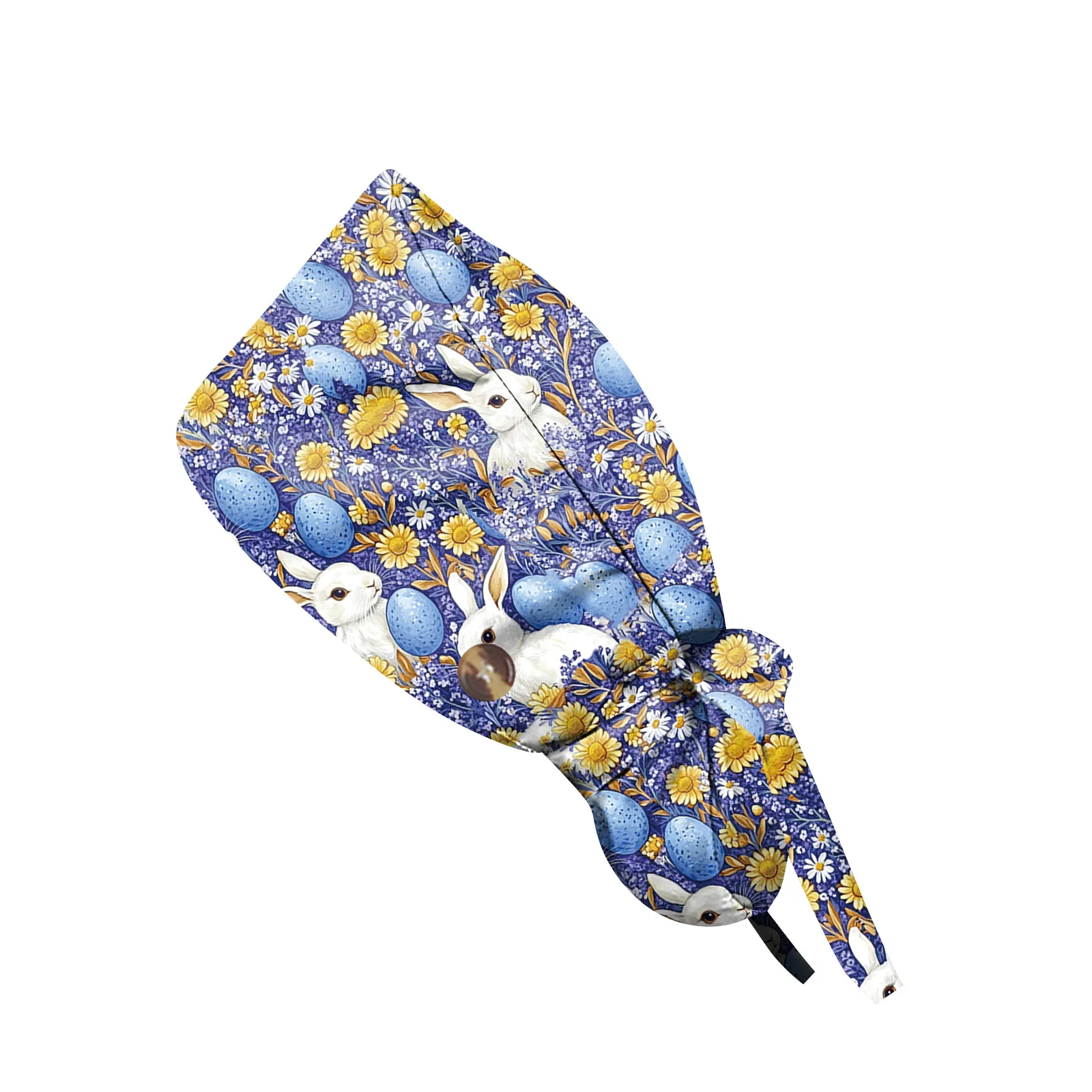 

Регулируемые хирургические шапочки для мужчин и женщин с пасхальным узором, рабочие шапочки с отверстием для хвоста, объемные медицинские шапочки с пуговицами