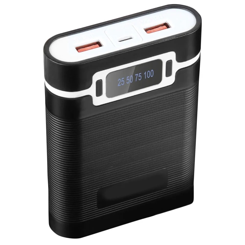 

Dual USB Box 4 Batteries Fast Charging Portable Power Bank Case Black DIY Module 18650 Phone Accessory